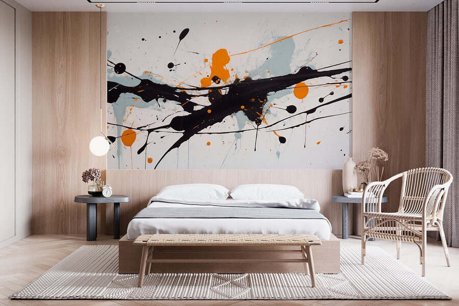 Wall murals Black and orange paint splatter - Image 2
