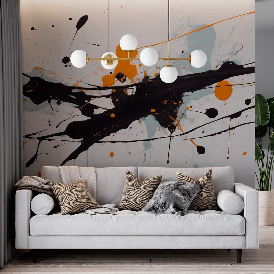Wall murals Black and orange paint splatter - Image 3