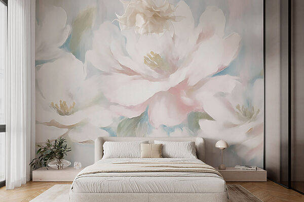 Painting of white flowers Painting of white flowers