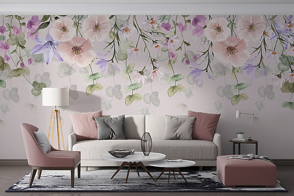 Group of flowers and leaves Group of flowers and leaves