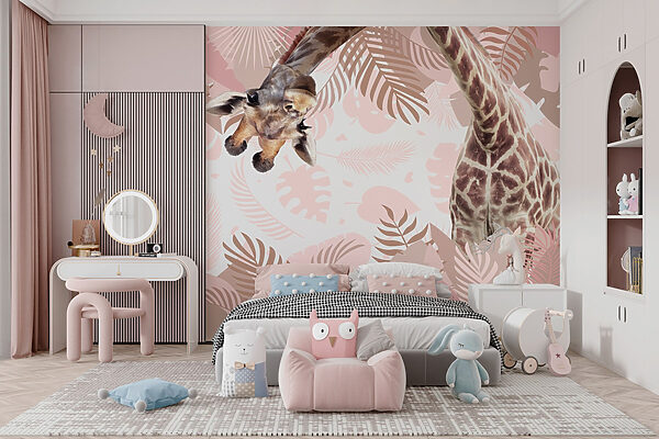 Giraffe with a pattern of leaves Giraffe with a pattern of leaves