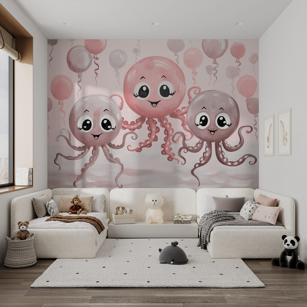 Group of octopuses with balloons Group of octopuses with balloons