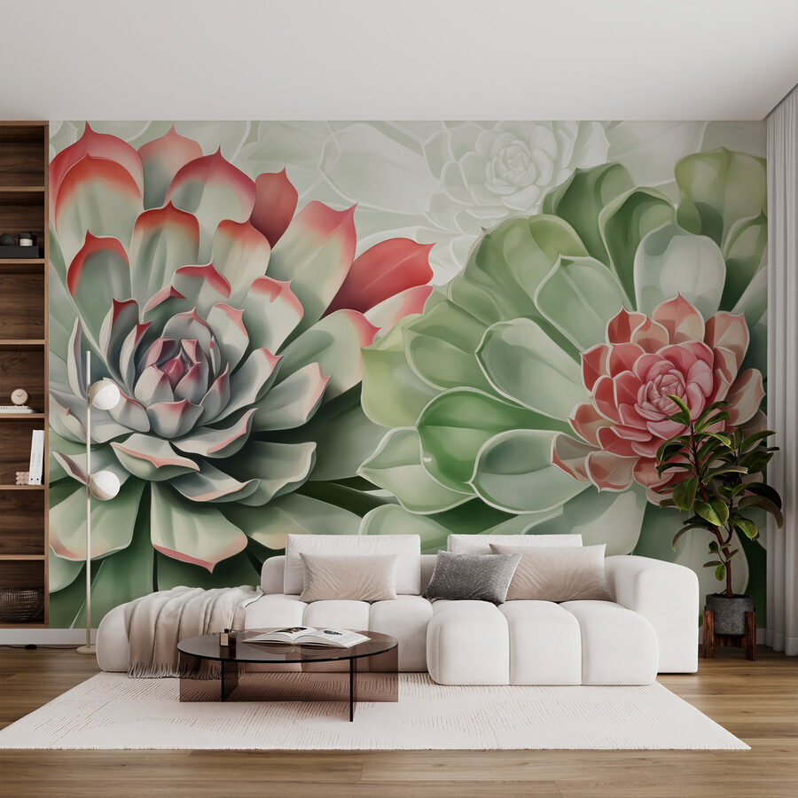 Lush succulents in soft hues