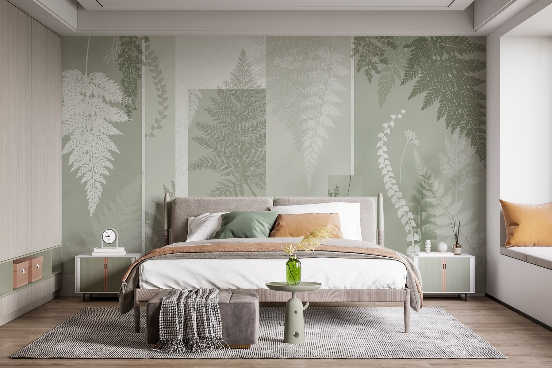 Natural patterns in soft green hues