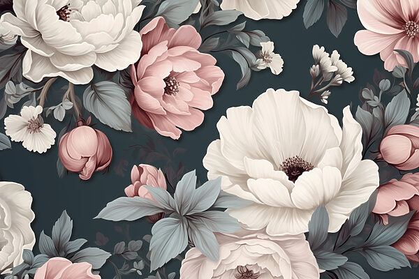 Floral pattern with white and pink flowers Floral pattern with white and pink flowers