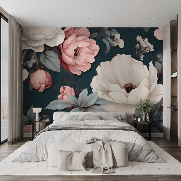 Floral pattern with white and pink flowers Floral pattern with white and pink flowers