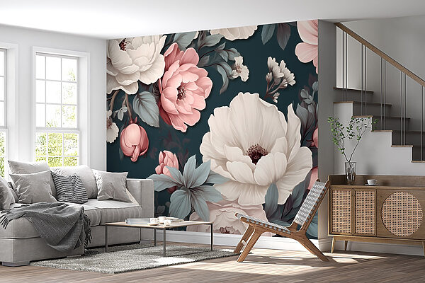 Floral pattern with white and pink flowers Floral pattern with white and pink flowers