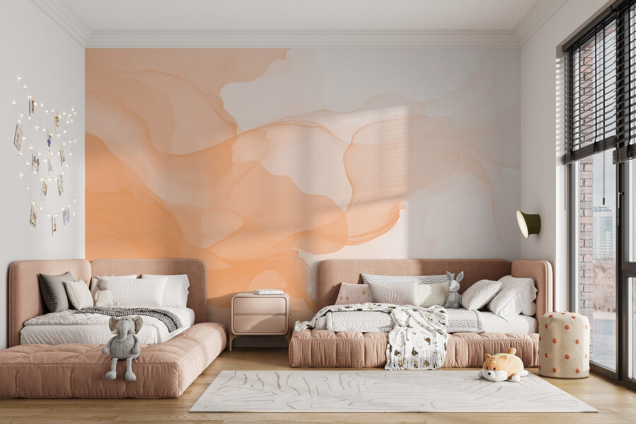 Soft waves of warm hues blend.