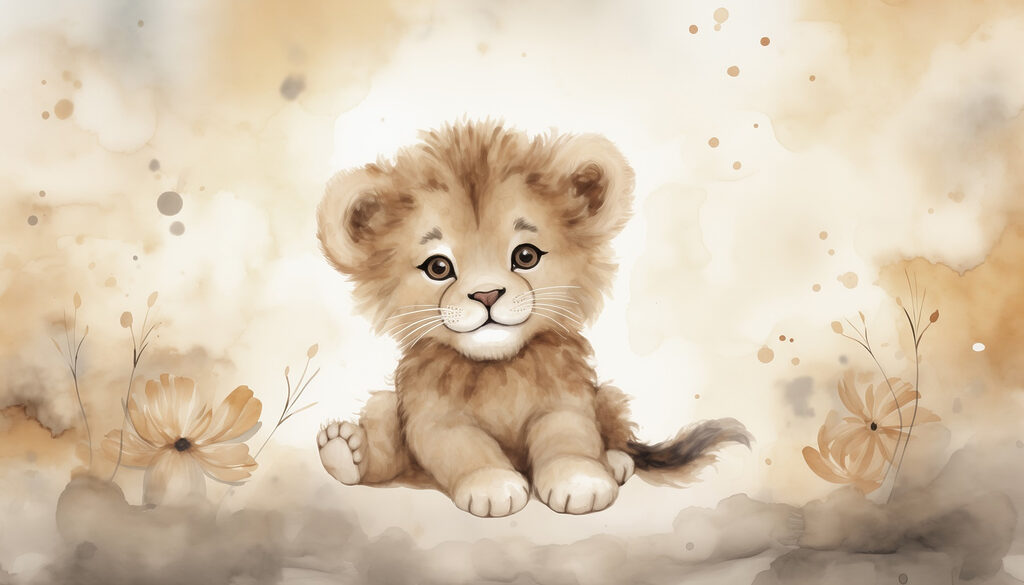 Watercolor of a lion cub Watercolor of a lion cub