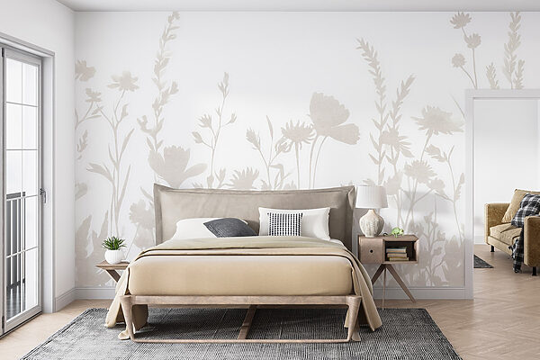 Wall murals White background with flowers (SKU: w03670) Wall murals Wall murals White background with flowers (SKU: w03670)