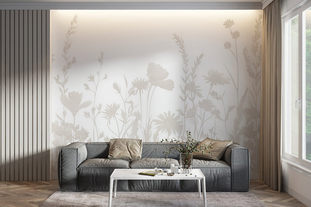 White background with flowers
