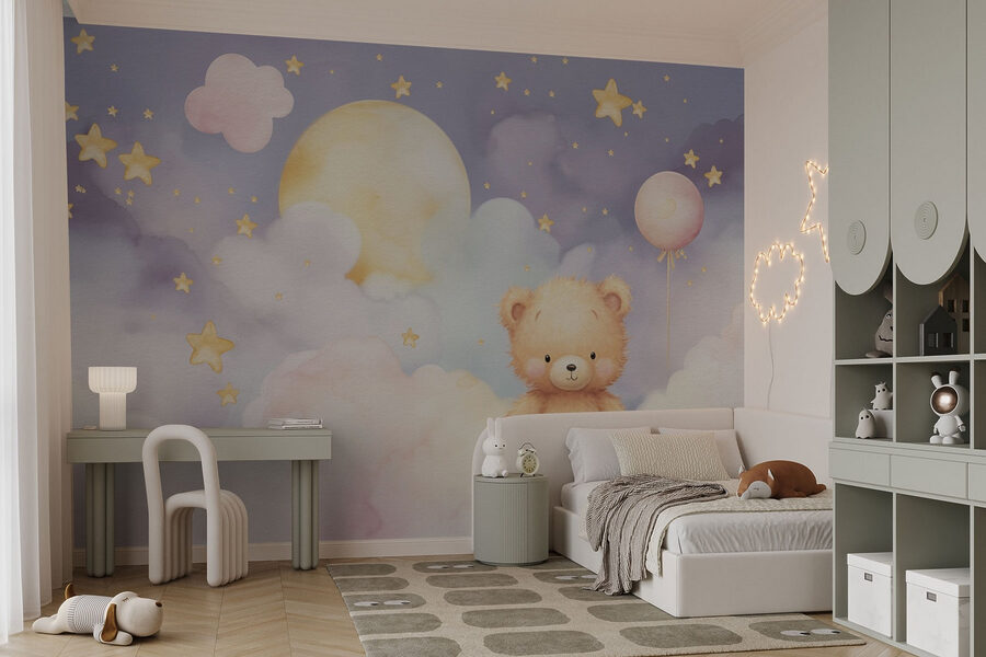 Wall murals Teddy bear sitting on a cloud - Image 2