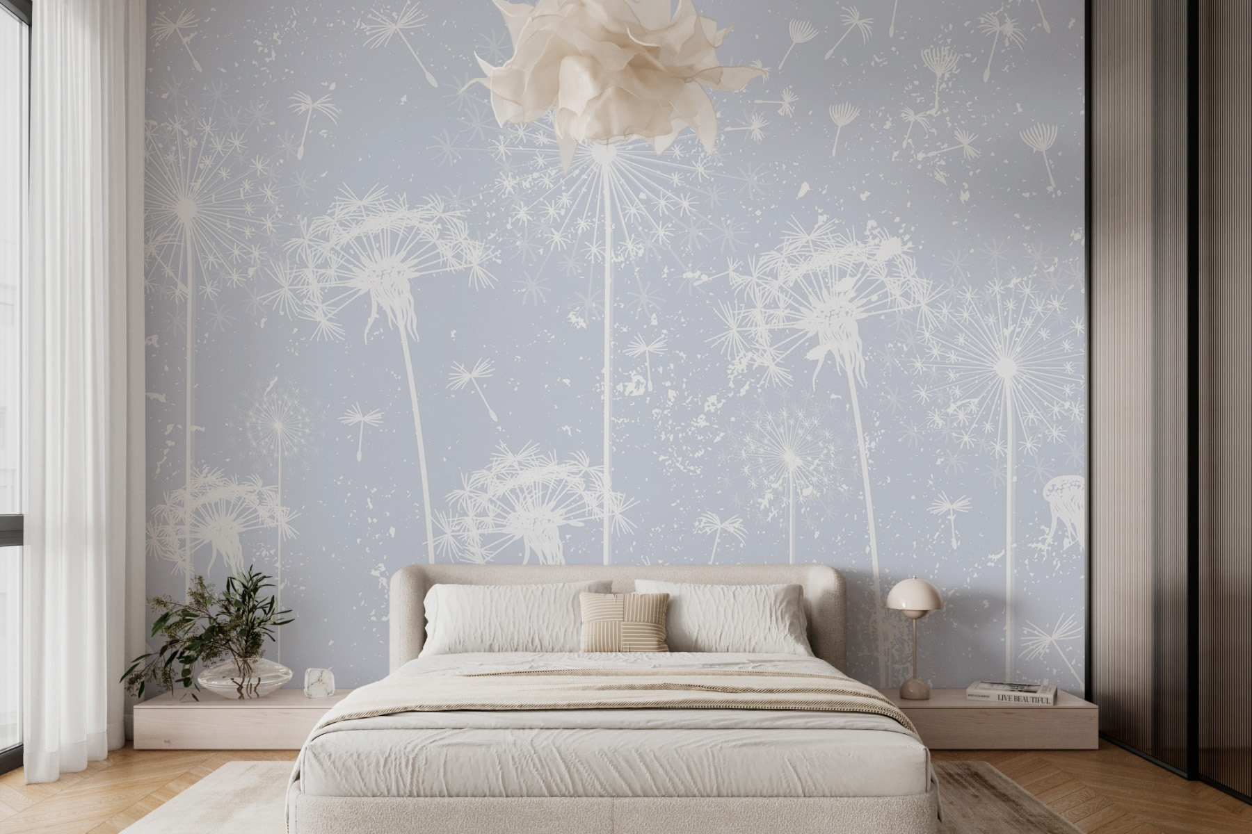 White dandelion flowers