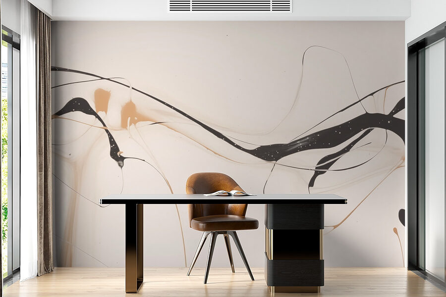 Black and tan paint on a white surface