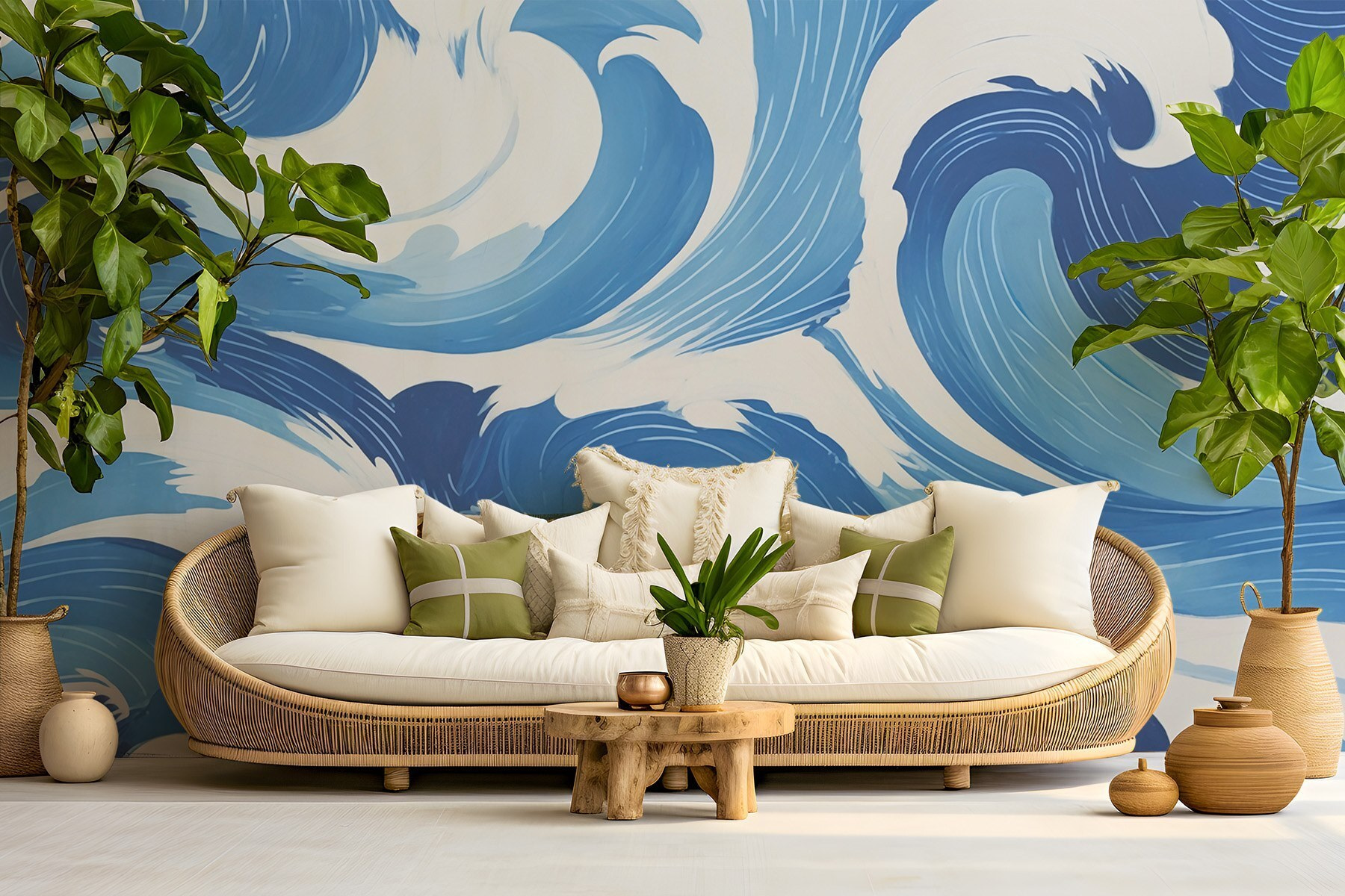 Blue and white waves