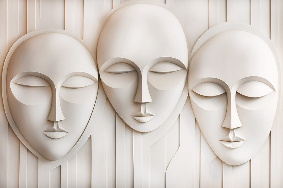 Wall murals Group of white masks - Image 4