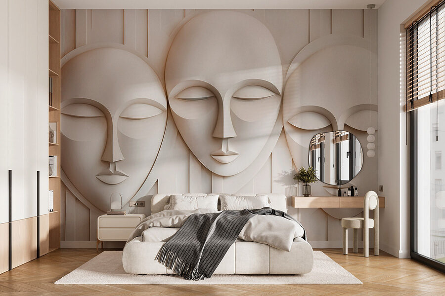 Wall murals Group of white masks