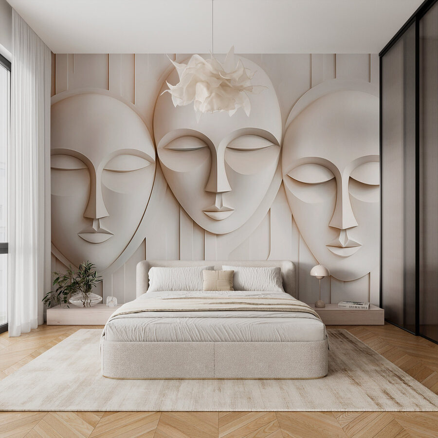 Wall murals Group of white masks - Image 3