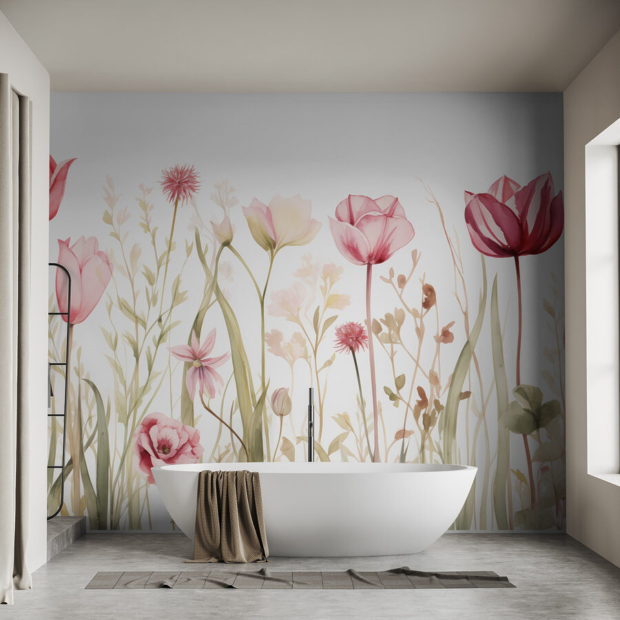 Painting of flowers and grass