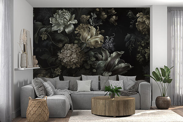 Painting of flowers on a black background Painting of flowers on a black background
