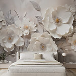 Wall mural White flowers on a wall