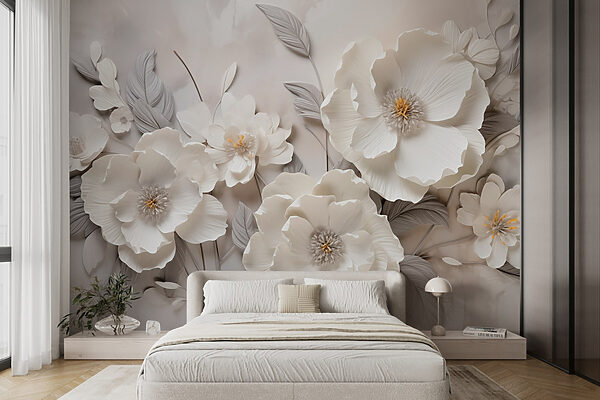 White flowers on a wall White flowers on a wall