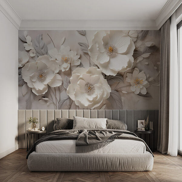 White flowers on a wall White flowers on a wall