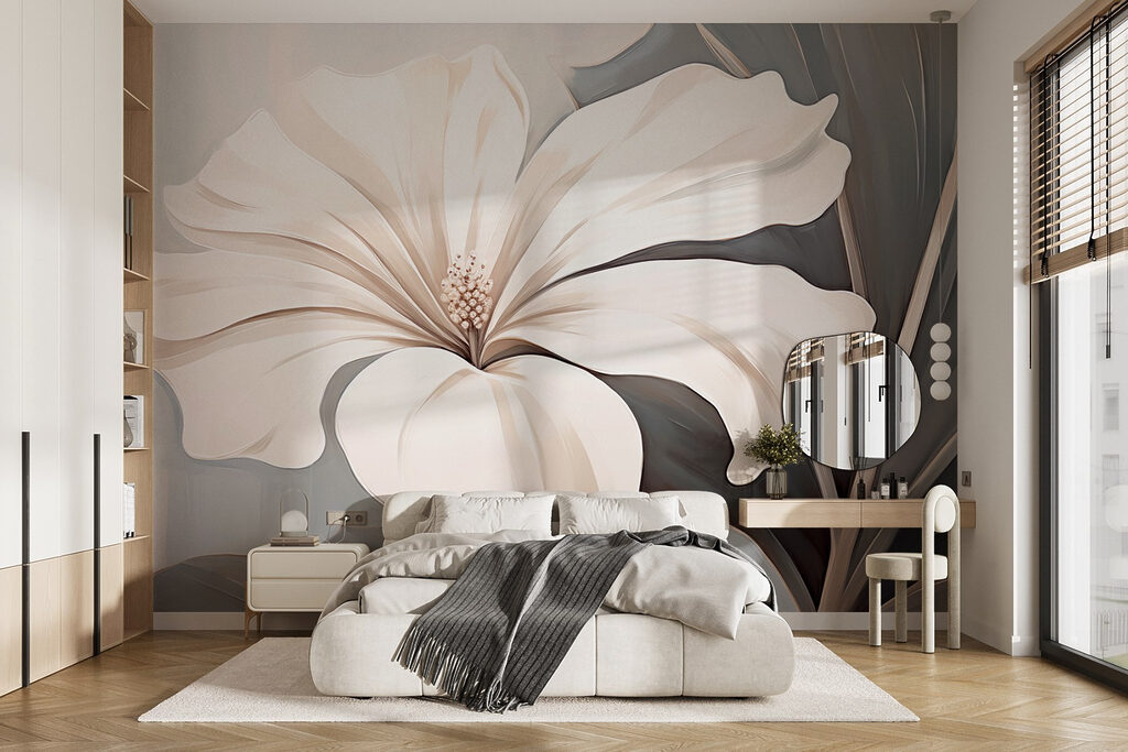 White flower on a gray background