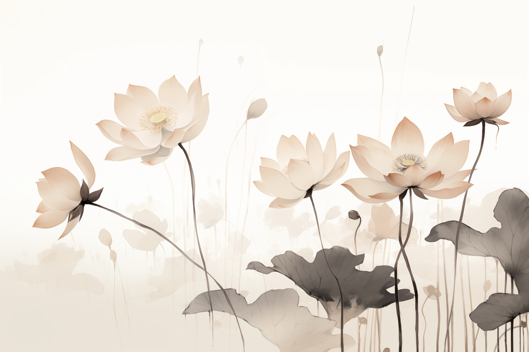 Group of flowers with leaves