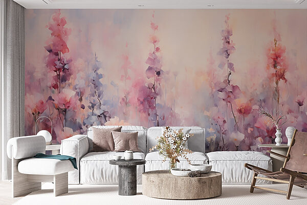 Painting of flowers in a field Painting of flowers in a field