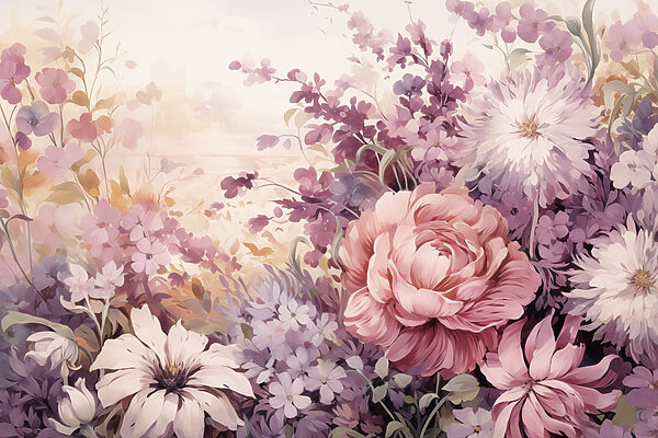 Painting of flowers and leaves Painting of flowers and leaves