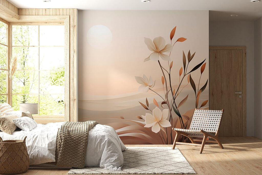 Painting of flowers in a desert Painting of flowers in a desert