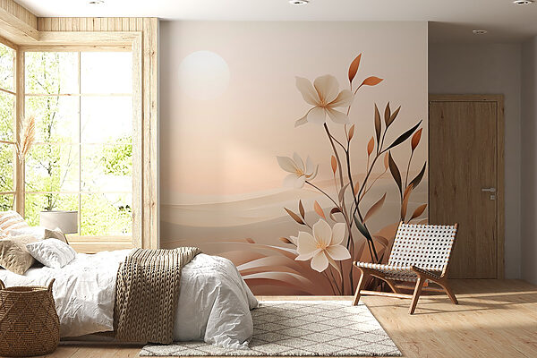Painting of flowers in a desert Painting of flowers in a desert