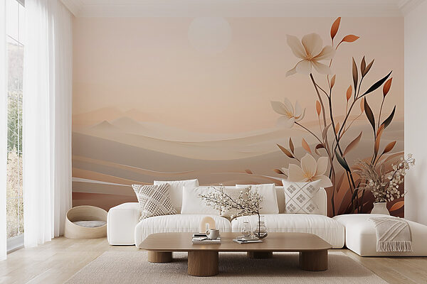 Painting of flowers in a desert Painting of flowers in a desert