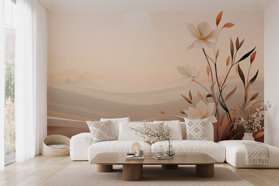 Painting of flowers in a desert Painting of flowers in a desert