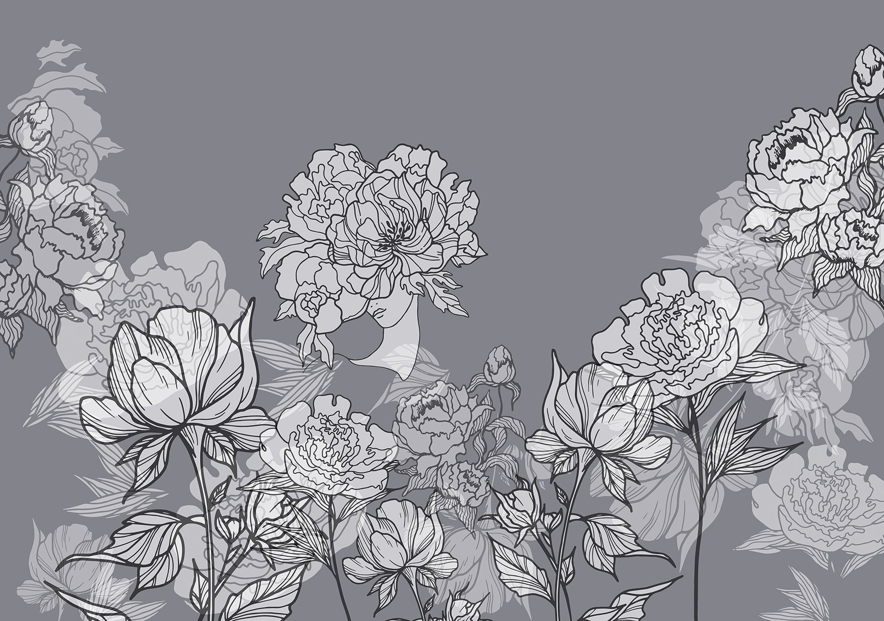 Group of flowers on a gray background Group of flowers on a gray background
