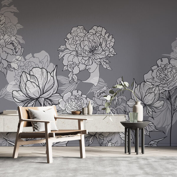 Group of flowers on a gray background Group of flowers on a gray background