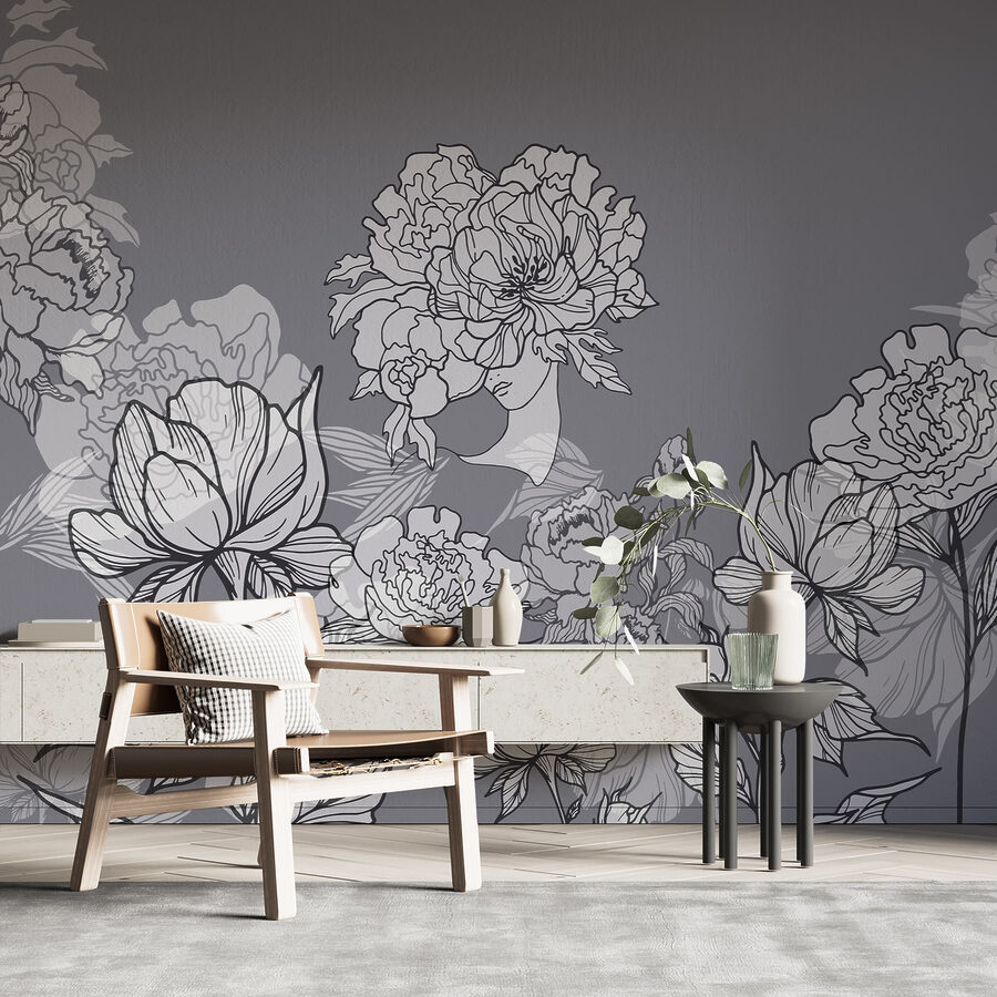 Group of flowers on a gray background Group of flowers on a gray background