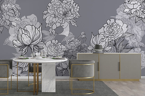 Group of flowers on a gray background Group of flowers on a gray background