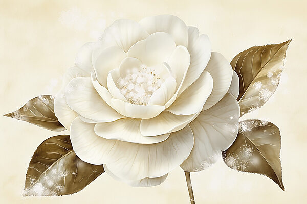 White flower with brown leaves White flower with brown leaves