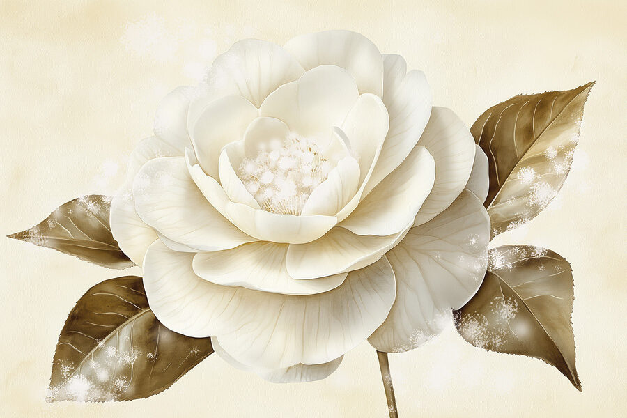 White flower with brown leaves White flower with brown leaves