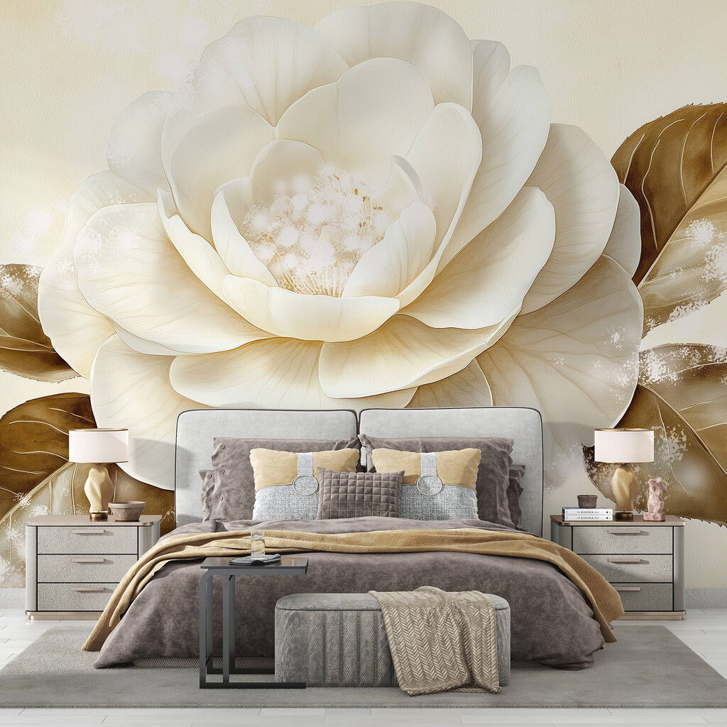 White flower with brown leaves White flower with brown leaves