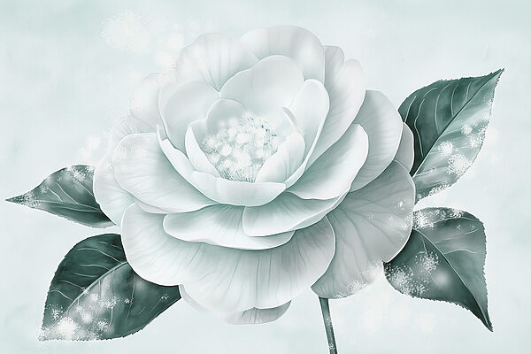 White flower with green leaves White flower with green leaves
