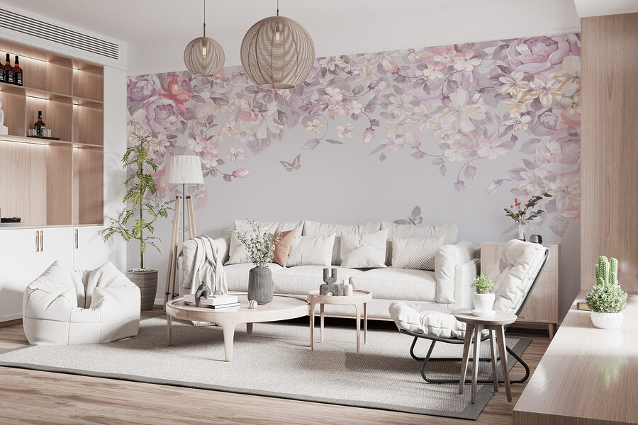 Wall murals Floral pattern with butterflies - Image 5
