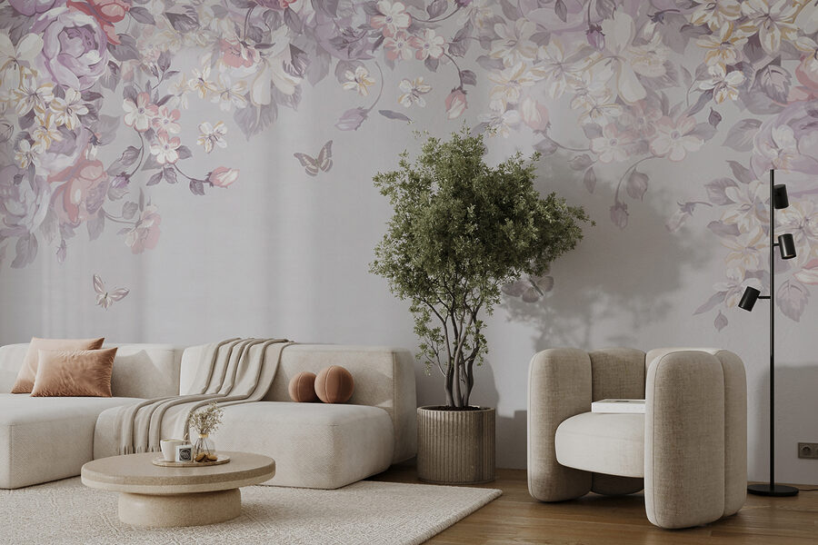 Wall murals Floral pattern with butterflies - Image 6