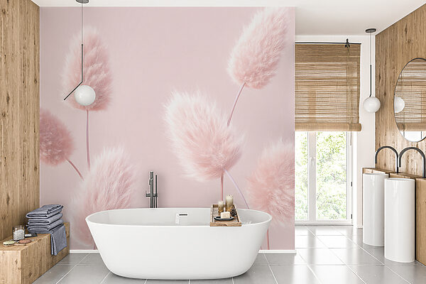 A group of fluffy pink flowers A group of fluffy pink flowers