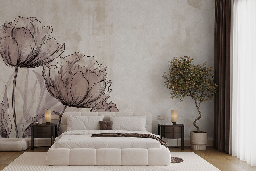 Drawing of flowers on a white background