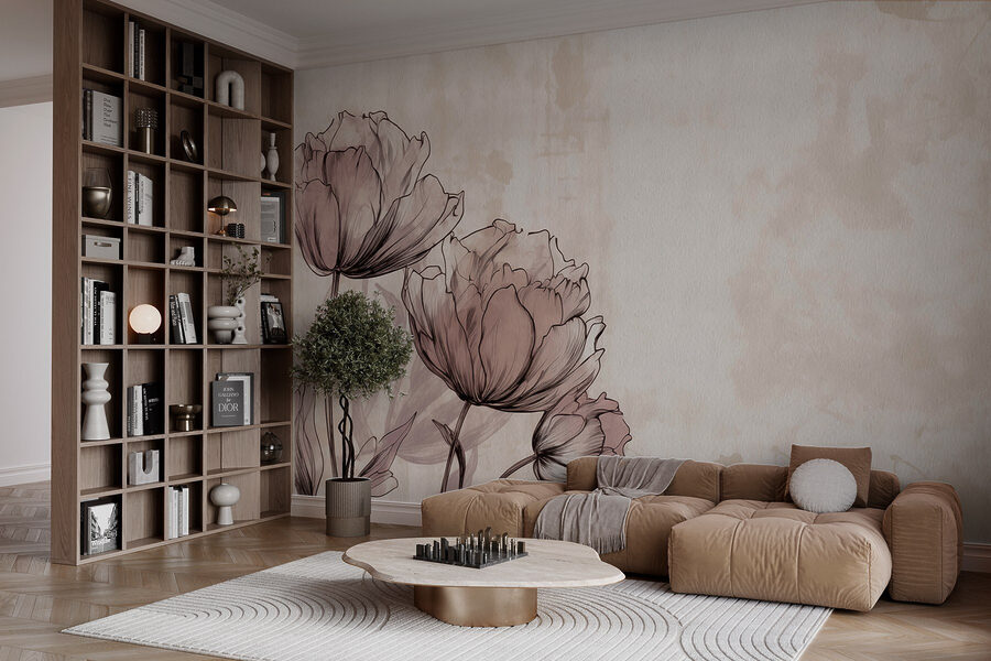 Drawing of flowers on a white background