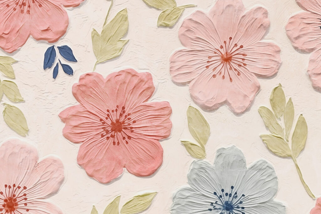 Wall with flowers and leaves Wall with flowers and leaves