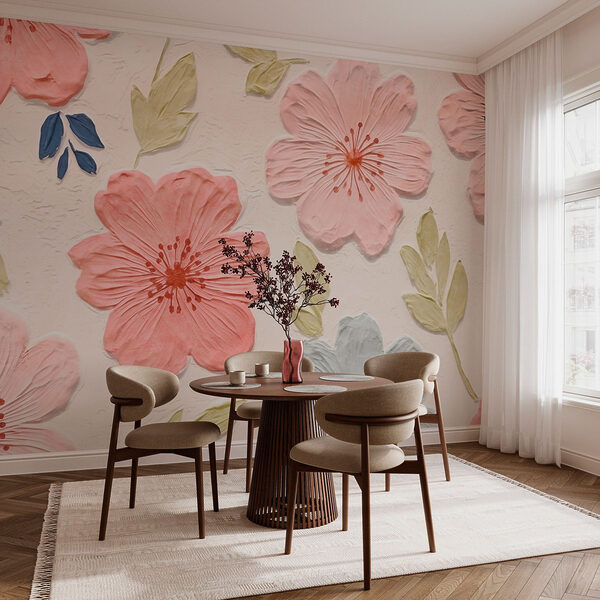 Wall with flowers and leaves Wall with flowers and leaves